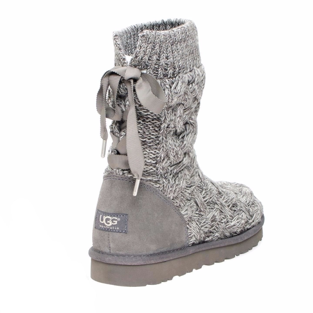 Ugg Isla Gray Sweater Knit Boots Sz 6